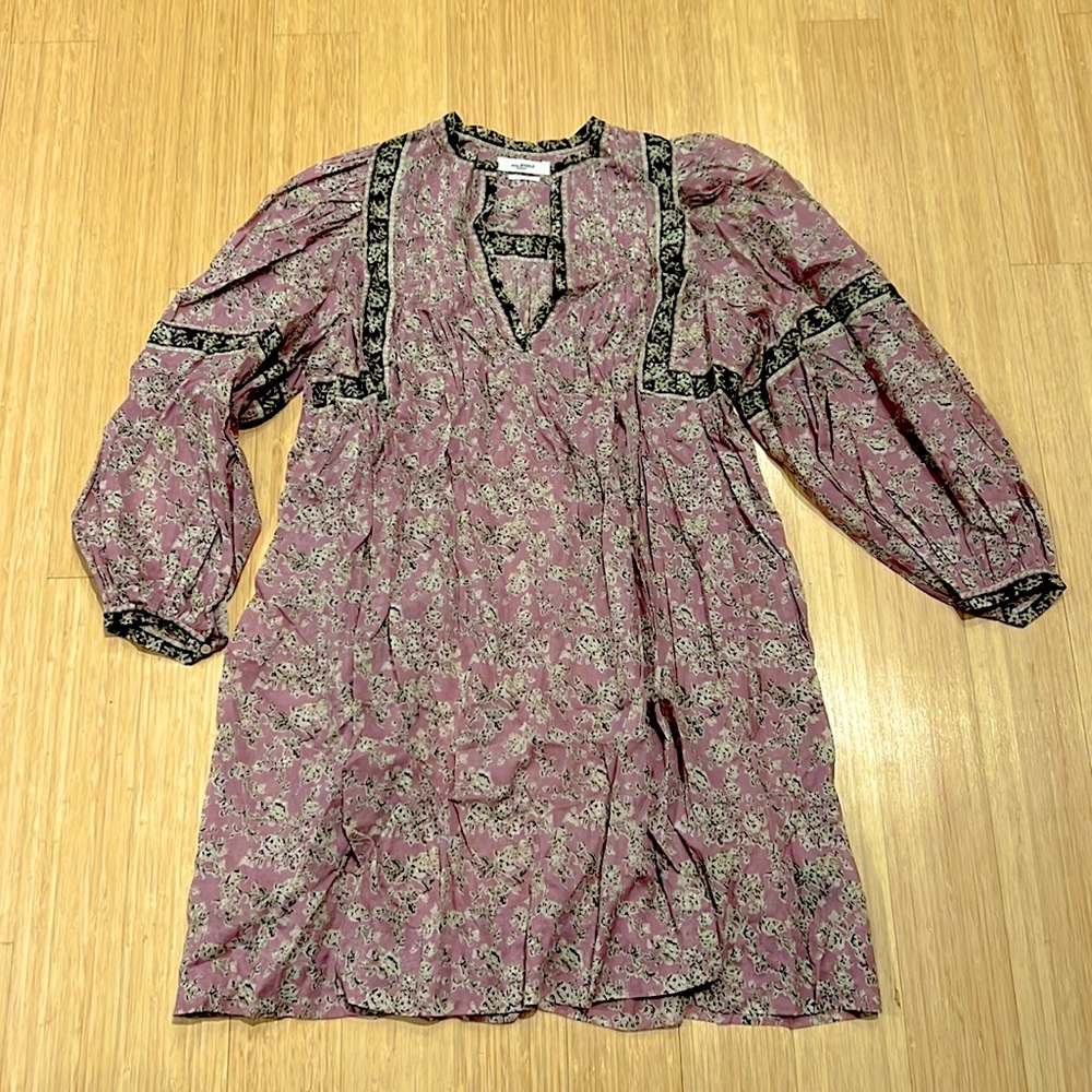Etoile Isabel Marant size 38 long sleeve printed floral lavender dress.